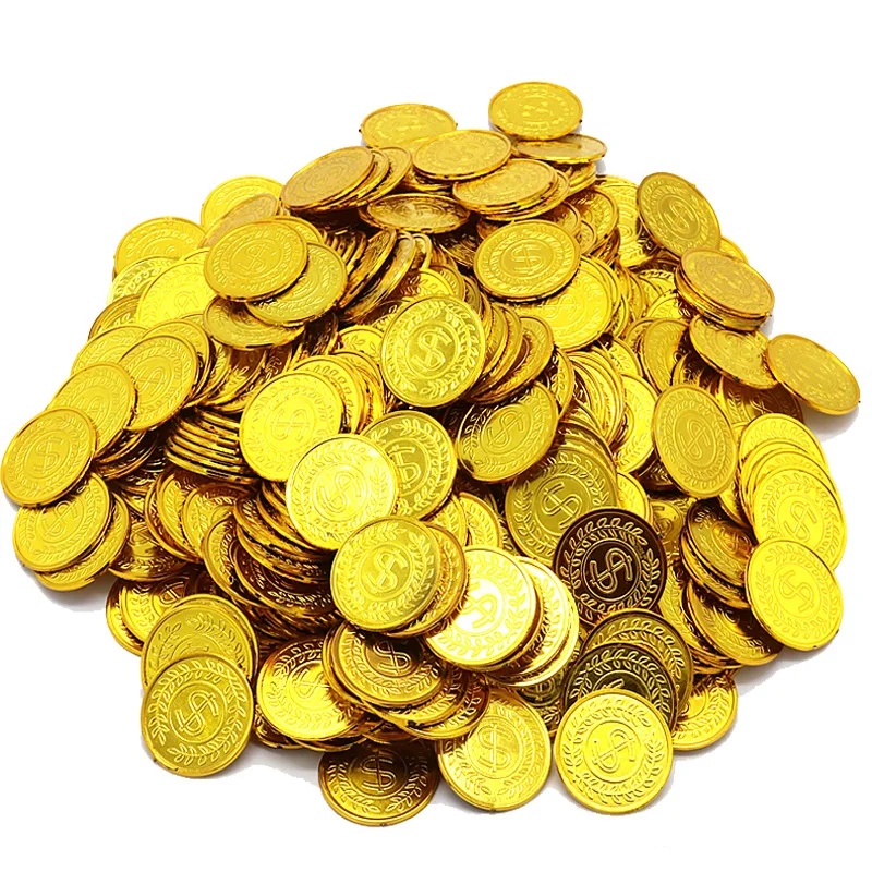 100Pcs/set Pirātu Zelta Monētas, Rotaļu Monētu Spēles Monētas Apšuvuma S Zelta Monētas 35mm*1.9 mm pokera žetonu komplekts