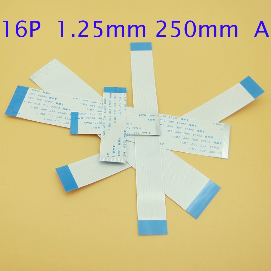 10PCS 16pin 1,25 mm piķis Tips garums 250mm 25cm Power Pogu, Plakanas Lentes ražošanas procesu kontroles FFC Flex kabelis