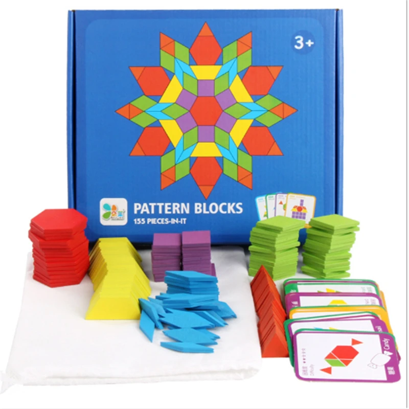 155pcs Montessori Koka Jigsaw Puzzle Board Uzstādīt Krāsains Bērnu Izglītojošas Koka Rotaļlietas Bērniem Mācību Jaunattīstības Rotaļlietas
