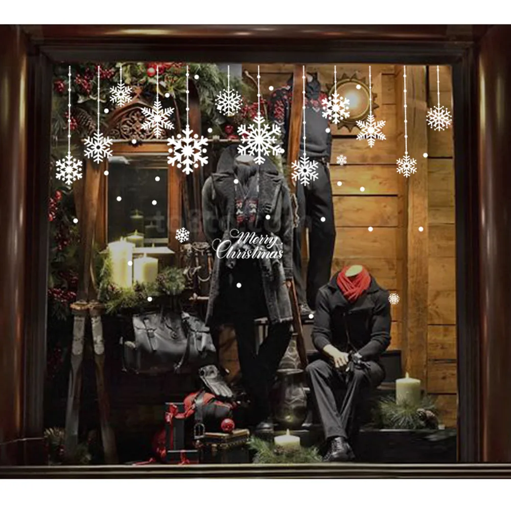 2019 Priecīgus Ziemassvētkus logu decal uzlīmes baltas sniegpārslas, ziemassvētku stikla uzlīmes, vinila dekoru noņemamas uzlīmes uz sienas