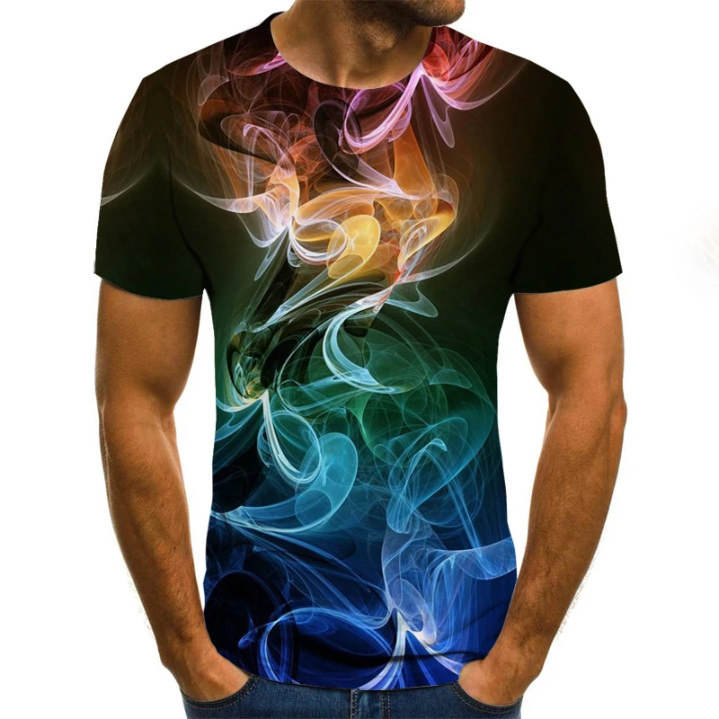2020. gada vasarā jaunu vīriešu t-krekls 3D iespiests t-krekls vīriešu savvaļas gadījuma O-veida kakla vīriešu t-krekls modes 3D druka, T-krekls, izmērs 6XL