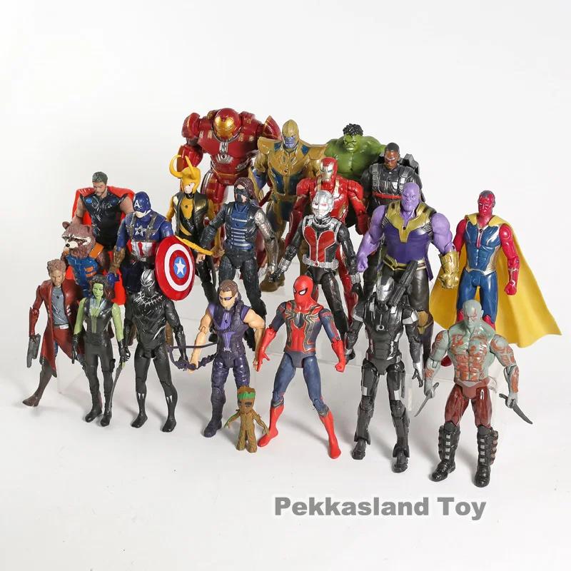 21pcs/set Avengers Infinity Kara Darbības Rādītāji Rotaļlietas Dzelzs Cilvēks, Kapteinis Amerika Pontons Thor Thanos Zirnekļcilvēka Loki Black Panther