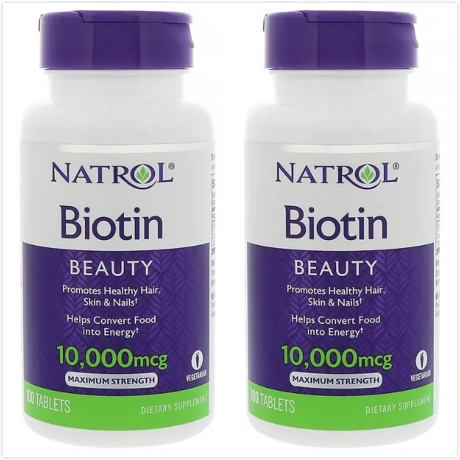 2gab Natrol Biotīns -- 10000 mcg biotina cabello biotīns matu biotine 100 Tabletes