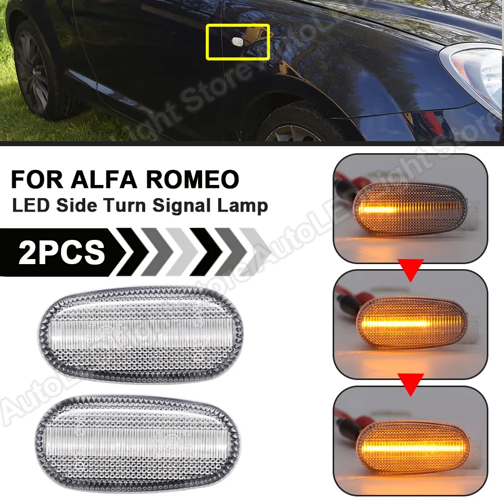 2gab Par Alfa Romeo Mito 147 GT Fiat Bravo Dynamic Skaidrs, LED Sānu Gabarītlukturi Gaisma Bultiņas Pagrieziena Signāla Blinker Indikators