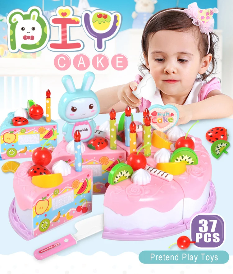 37pcs Virtuves Rotaļlietas Kūka Pārtikas DIY Izlikties, Spēlēt Augļu Griešanas Dzimšanas dienas Rotaļlietas Bērniem Plastmasas Izglītības Baby Kids Dāvanu