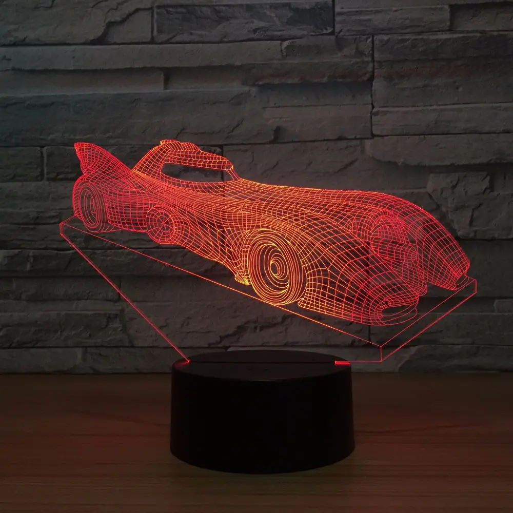 3D LED Ilūziju Sacīkšu Auto Modeli Nakts Lampa USB LED 7 Krāsas, Mirgojošā Galda Lampa kā Jaunums Dāvanas Gaismas & Istaba Rotājumi