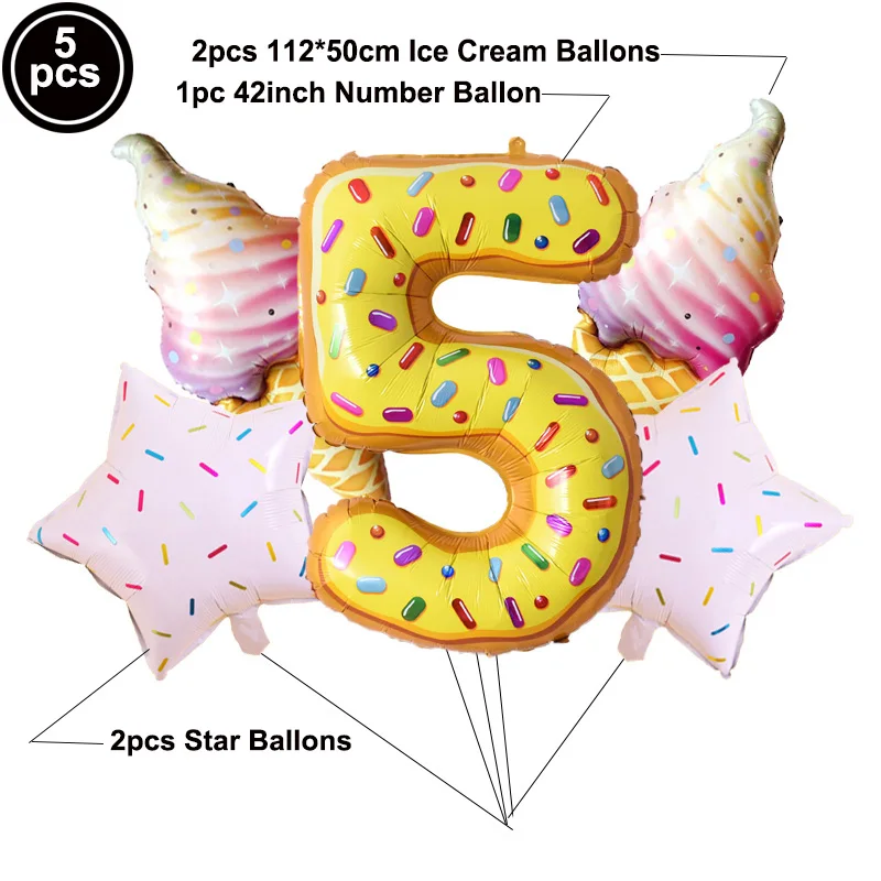 5gab Donut Folija Baloni, Kāzas, Dzimšanas dienas svinības Dekoru Bumbiņas saldējuma Zvaigznes Ciparu Skaits Kid Baby Dušas Globos Rotaļlietas Piederumi
