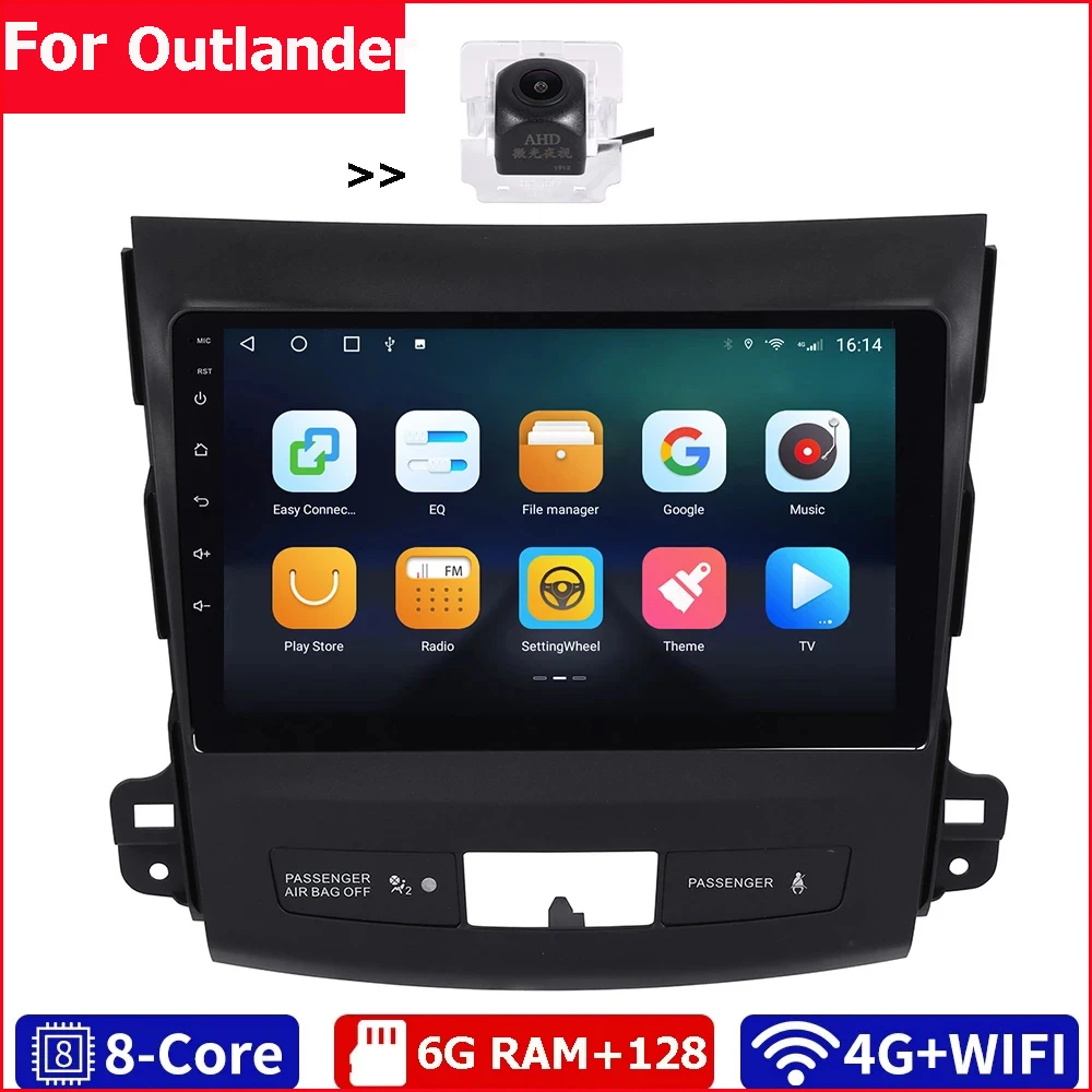 6G Ram+128G Rom/Wifi+4G/2Din Auto Radio Audio Tablete Android 10 Gps BT Video Atskaņotājs, USB, Par Mitsubishi Outlander 3 XL 2006-2012
