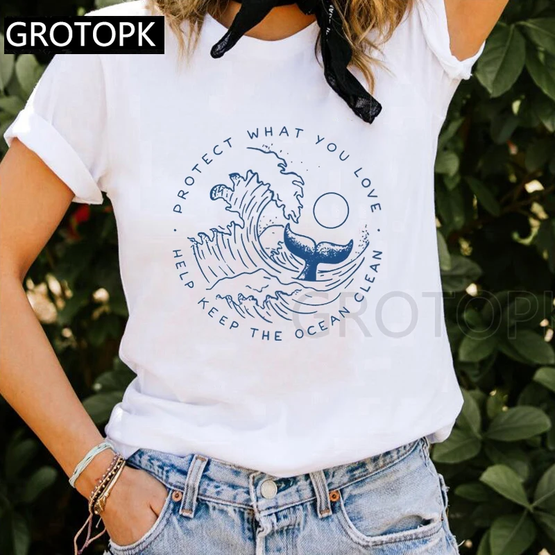 Aizsargāt to, Kas Jums Patīk Palīdzēt Saglabāt Okeāna Ekoloģiski Tīru T-krekli Streetwear Harajuku Tumblr Sieviešu T Krekls Vasaras Ikdienas Drēbes