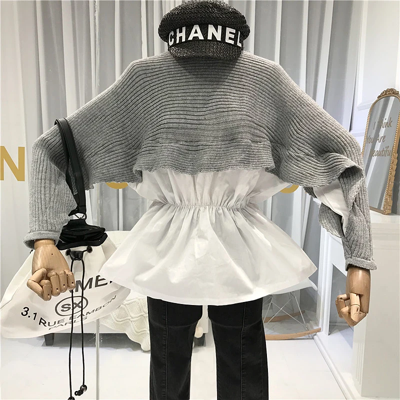 ALPHALMODA Rudens 2019 Kreklu, Džemperi Džemperi Bat piedurknēm Elastīgs Viduklis Sieviešu Modes Raibs Džemperi Rudens Gadījuma Augšu