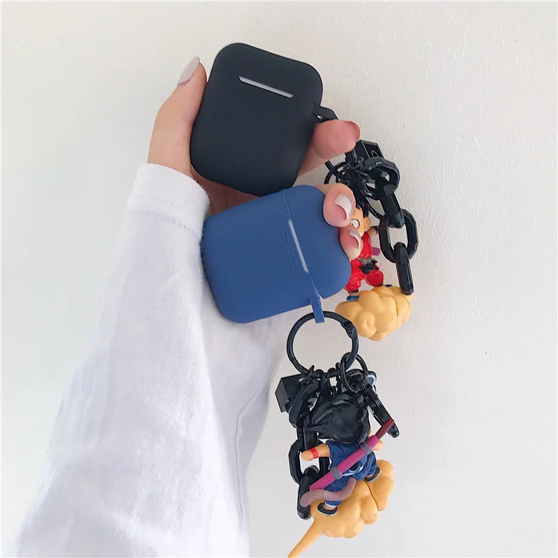Anime Gadījumā Airpods Pro Gudrs Bluetooth Austiņas Gadījumā Airpods 1 2 seguma Silikona Son Goku ar Keychain