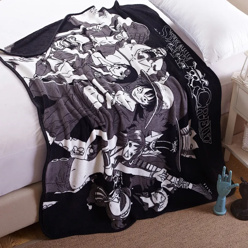 Anime Vienu Gabalu, Segu/Galvaskausa Dizaina Vilnas Ceļa Segu/Luffy Gaisa kondicionētājs Mest uz Dīvāna/Ērti Plaknes Paklāju Manta