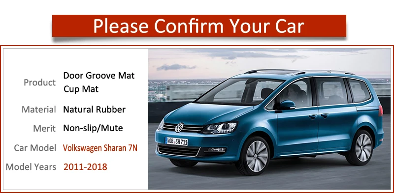 Anti-Slip Vārtiem Spēļu Paklājiņš Gumijas Kalniņi, par Volkswagen Sharan 7N SEAT Alhambra 2011 - 2018. gadam MK2 Piederumi Uzlīmes 2016 2017