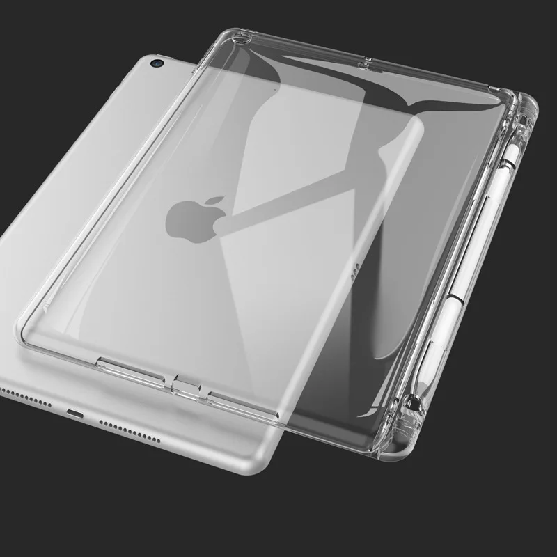 Ar Zīmuļa Turētāju Lietā par iPad 4 Gaisa 10.9 10.2 2020. gadam TPU Silikona Caurspīdīgs Aizmugurējais Vāks iPad 8. Paaudzes Būtiska Capa