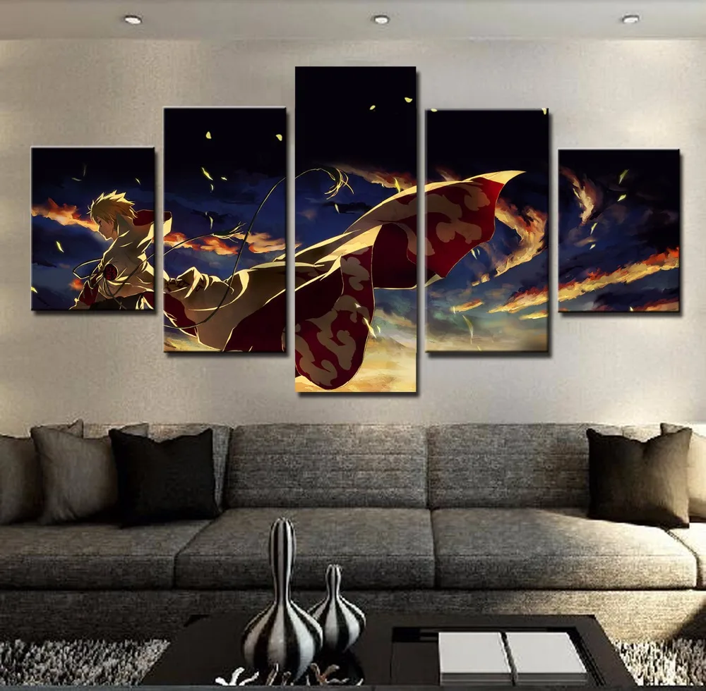 Audekls Gleznas Dzīvojamā Istaba Mājās Dekoratīvās HD Iespiests 5 Gabali Multfilmu Naruto Bildes Sienu Mākslas Sistēmu Animācija Plakāts
