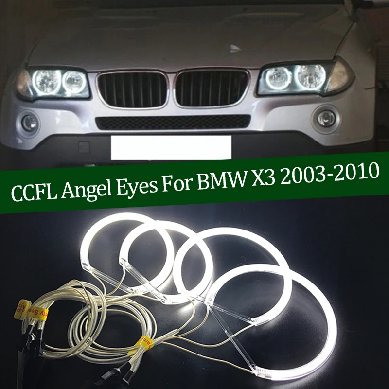 Augstums Kvalitāti CCFL Angel Eyes Komplekts Silti Balta Halo Gredzenu BMW E83 X3 2003. - 2010. Gadam Dēmons Acu