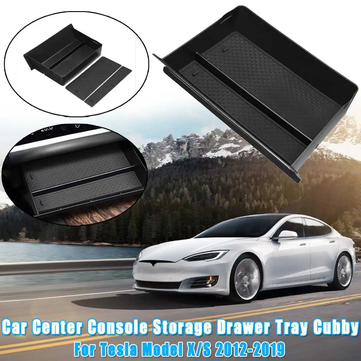 Auto Centrs Konsoles Storage Box Atvilktne Renes Cubby Par Tesla Model X/S 2012 2013-2019 Automašīnas Salona Uzpilde Talkas