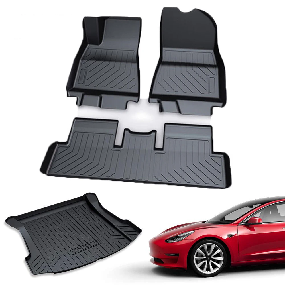 Automašīnas Grīdas Paklāji, Starplikas, Kravas Aizmugurē Kravas Renes Black Aizsargs Ūdensizturīgs Bagāžnieka paklāji Tesla Model 3 2017 2018 2019 Piederumi
