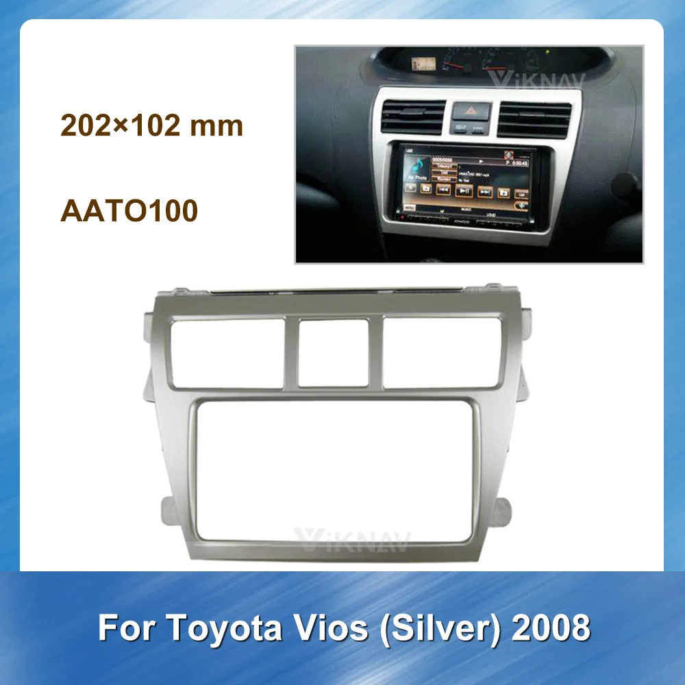 Automašīnas Radio Fascijas Toyota Vios 2008 (Sudraba) DVD rāmis Dash Mount Adaptera Komplekts Apdares Sejas Panelis Rāmis Paneļa 2 Din