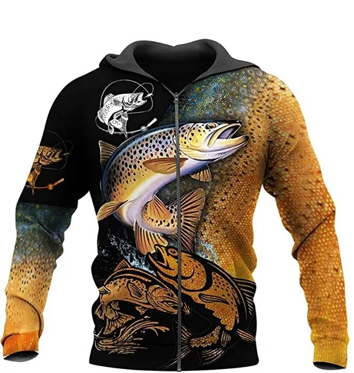 Bass zvejas 3D Iespiesti Mens pelēkā vārna Harajuku Streetwear rudens hoodies sporta Krekls Unisex) Ikdienas Jaka Treniņtērpi TD99