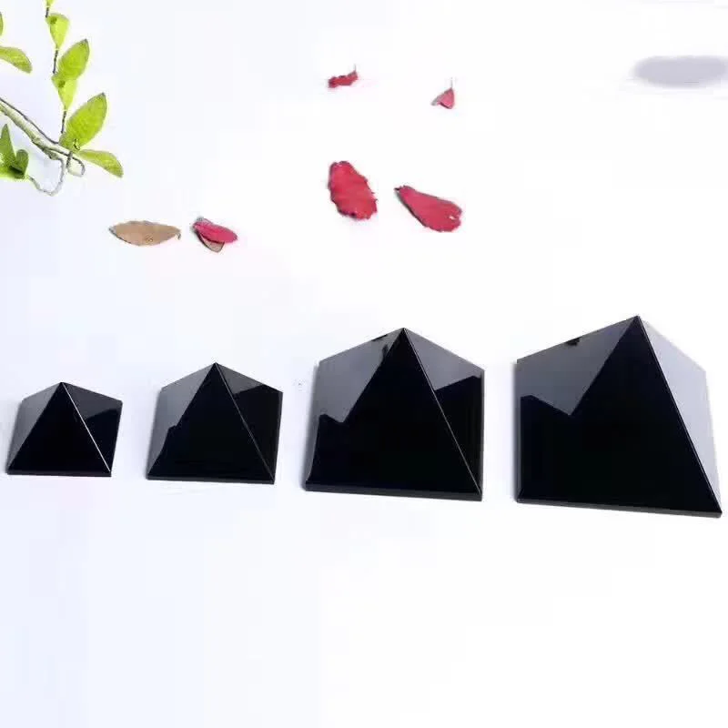 Black Obsidian Piramīdas Kristālu Enerģiju Dziedināšanai Biroja Galda Rotājumu Dāvanas THIN889