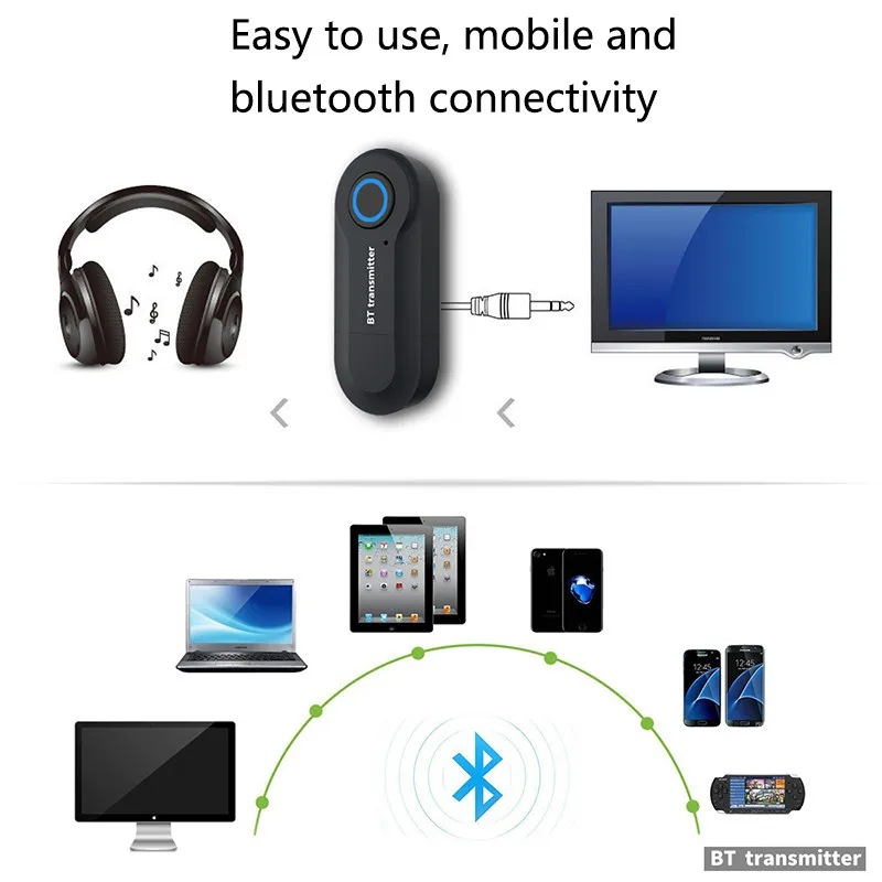 Bluetooth Raidītāju 3.5 MM Jack Audio Adapteri Bezvadu Bluetooth Stereo Audio Raidītāju Adapteris TV Austiņas Skaļruņi