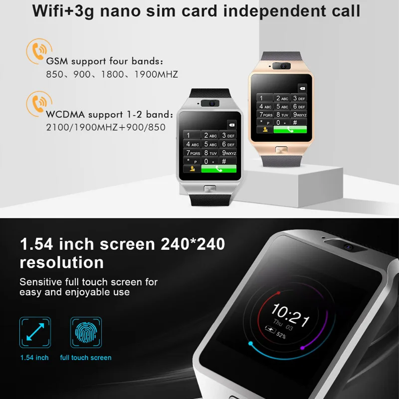 Bluetooth Smart Skatīties Vīrieši 3G Wifi Sim kartes Smartwatch Kamera 4G Rom 512M Ram Smart Skatīties Sieviešu Pedometrs Skatīties Uz Android vai IOS