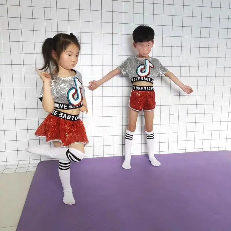 Bērnu Džeza Deju Tērpi Hip Hop Apģērbu Izpildes Posmā Valkā Sequin Balles Deju Tērpi Meitenēm Karsējmeiteņu Kostīms