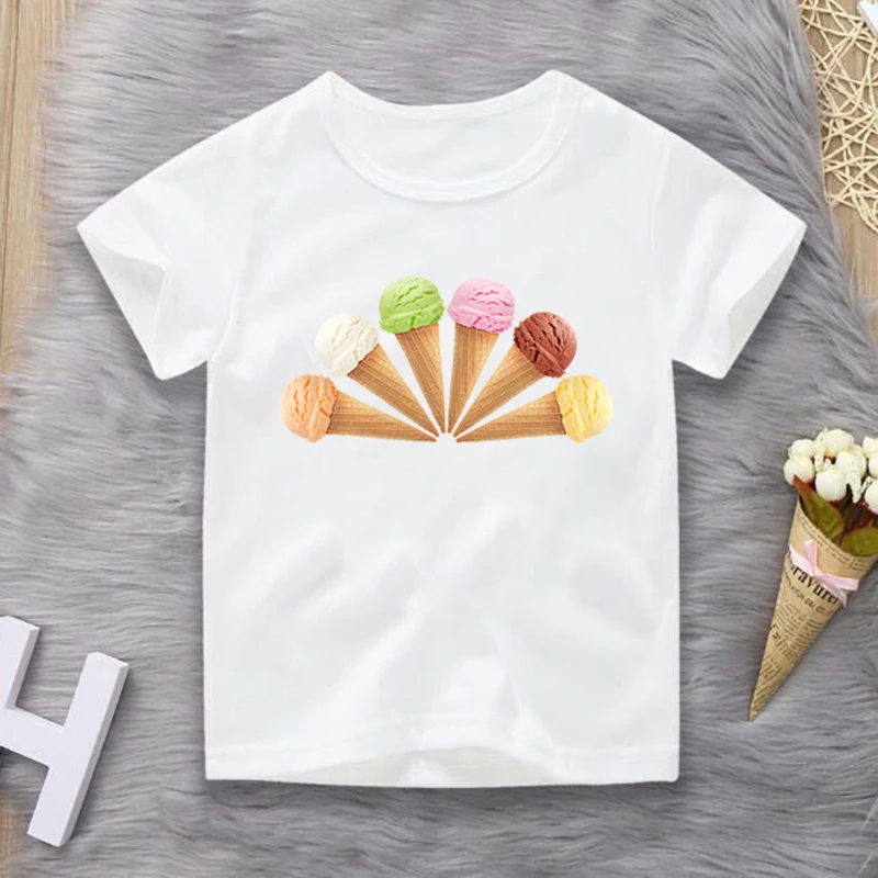 Bērnu T-krekli Zēniem, saldējums ar garām Piedurknēm Topi Meiteņu Pavasara Vasaras Kokvilnas sporta Krekls 2 4 5 6 7 8 Gadiem Bērniem, T Krekli Apģērbi