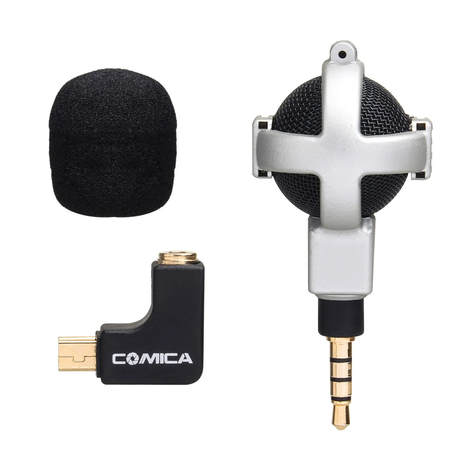 COMICA SPM-VG05 Bumbu-shaped Stereo Mikrofons Video Intervijas Mikrofons GoPro Hero Kamerām 3/3+/4 - Sudraba