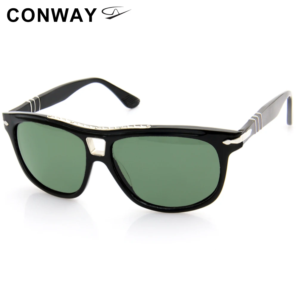 Conway Vīriešu Saulesbrilles Steve itāļu Zīmola Dizaina Lielajam Braukšanas Brilles Pilots par Lielu Galvu Neatsavināmas Acetāta Rāmis Melns