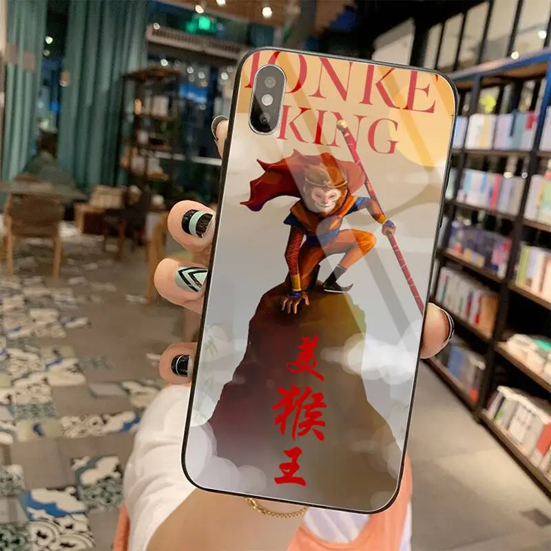 CUTEWANAN MONKEY KING Wu Kong Telefonu Gadījumā Vāks Rūdīta Stikla iPhone 11 Pro XR XS MAX 8 X 7 6S 6 Plus SE 