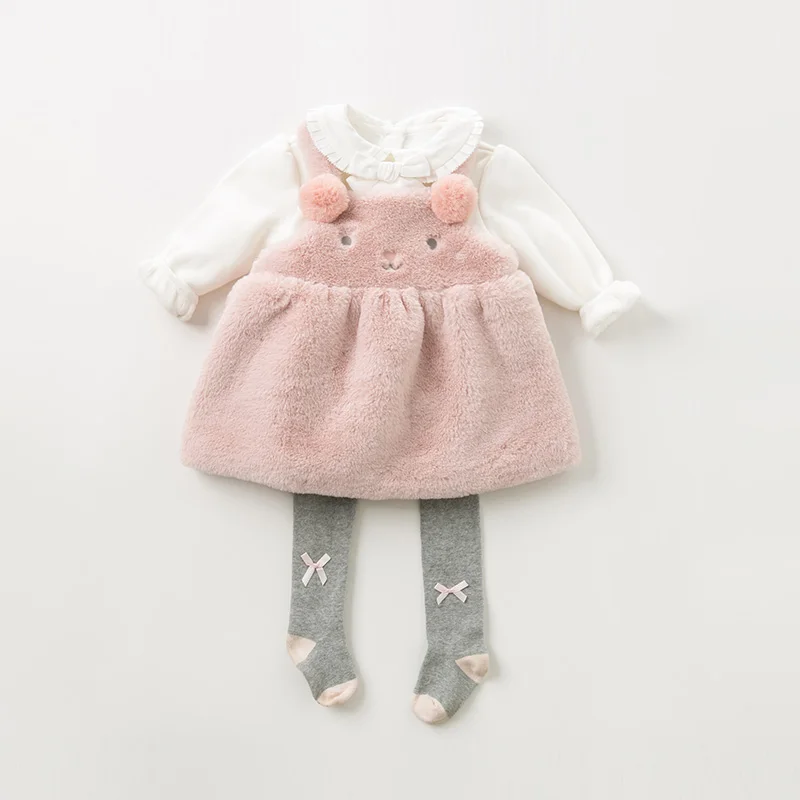 DBZ11946 dave bella ziemas mazulim meitene ir princese trušādas veste kleitu bērnu modes puse kleita bērniem, zīdaiņu lolita drēbes