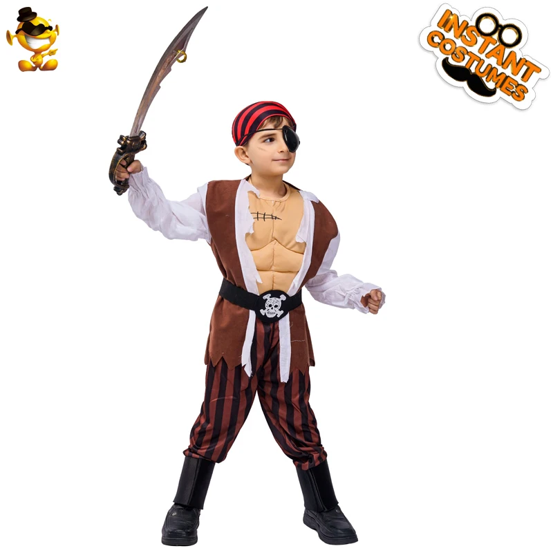 DSPLAY Bērniem Zēni Muskuļu Pirāts Tērpi Halloween Cosplay Valdonīgs Pirātu Kostīmu Ziemassvētku Bērniem Jaunajā Gadā Grupa
