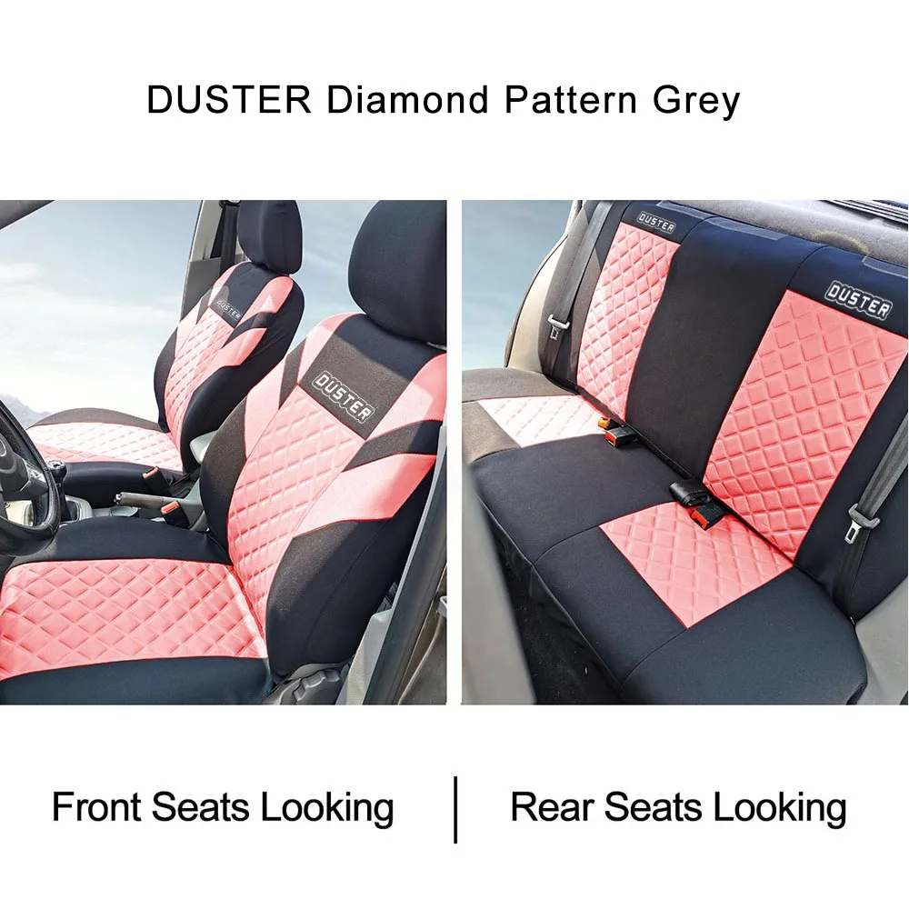 Duster Drukas Logo Dimanta Modelis Reljefs Pilns Komplekts un 2 Priekšējo Sēdekļu Interjera Aksesuāri Universal Car Seat Cover