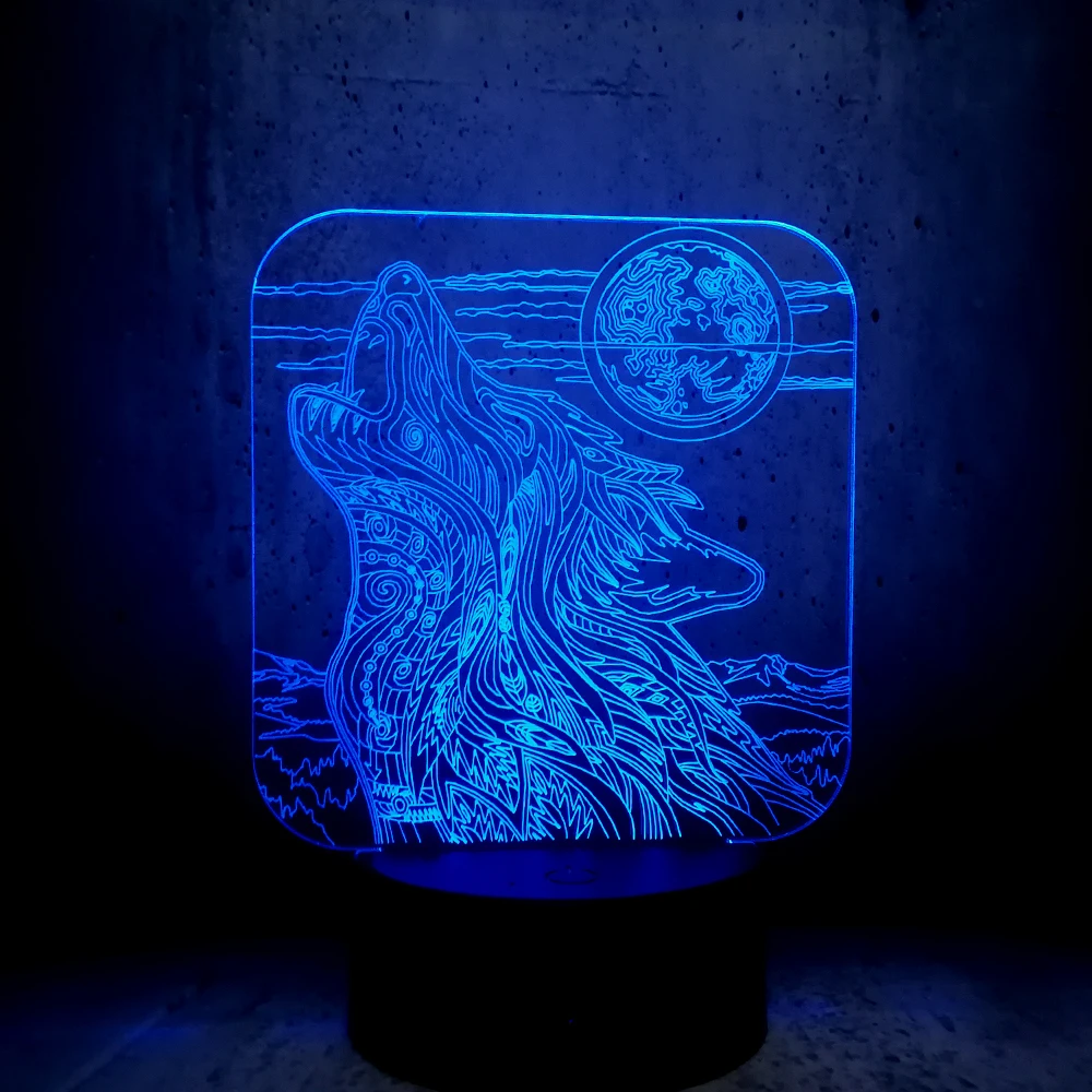 Dzīvnieku Gaudot Vilka totēms 3D Lampas LED USB Galda Nakts Gaisma Multicolor Lava RGB Apgaismojums Luminaria Ziemassvētku Slēdzis Touch Tālvadības