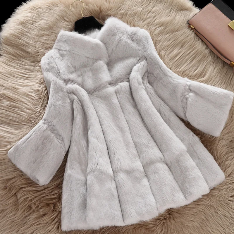 Elegants statīvs collar vilnis samazināt loose fit pilnībā attīrītas ādas dabīgās trušādas kažoku virsdrēbes sieviešu rudens ziemas 2019 dabīgās kažokādas jaka