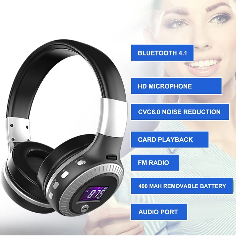ENTUZIASTS B19 Bezvadu Austiņas, Bluetooth Austiņas Augstas Kvalitātes Kartes, FM Bezvadu Austiņas, Bezvadu Mūzikas Austiņas Stereo Bluetooth 4.1