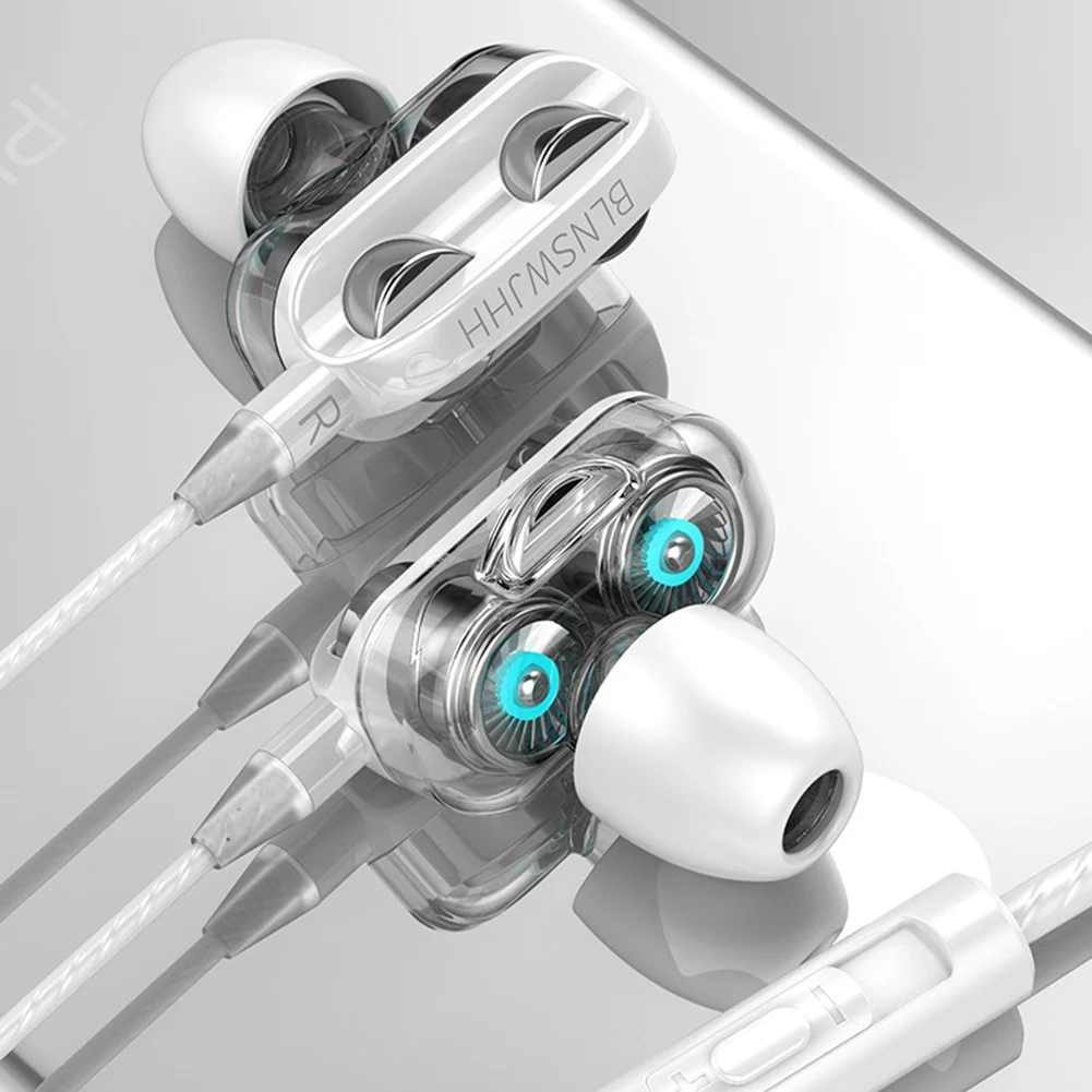 Erilles Dual Drive Stereo Vadu austiņas In-Ear Bass Austiņas Ar Mic mini Earbuds Austiņas 4-Vadītāja 3.5 mm Sporta Austiņas