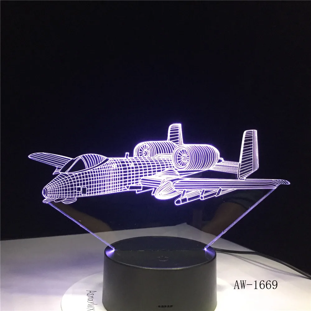 F16 Kaujas Lidmašīnu 3D Lampas gaismas Cīnītājs Strūklu Komplektu Tālvadības Slēdzi Nakts Gaisma ar Krāsainu gaismu t, Bērnu Guļamistaba Galda Lampa AW-1669