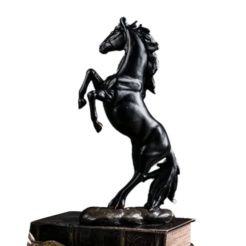 Galloping Zirgu Statuja Mājas Dekori Mūsdienu Zirgu Statuetes Skulptūru Biroja Apdare Amatniecības Melns