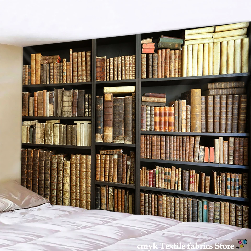 Gobelēns retro Burvju grāmatu plaukts gobelēns Noslēpumainā bibliotēkā, gobelēni sienas karājas mākslas mest gobelēni guļamistaba, viesistaba, mājas