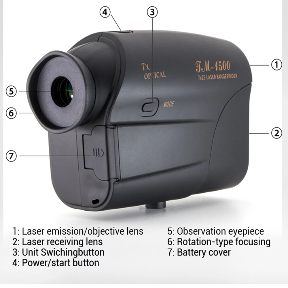 Golfa Laser Rangefinder 1500 Pagalmā 7X Karogu-slock Pin-meklētājs ar Nepārtrauktas Skenēšanas, Attāluma Mērītājs ar Akumulatoru