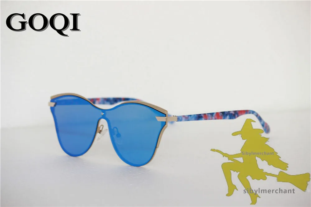 GOQI 2018 ikonu stila dāma, kaķis acīs visvairāk modes polarizētās blue flash lēcas, saulesbrilles , brīvdienu liela izmēra sieviešu saulesbrilles