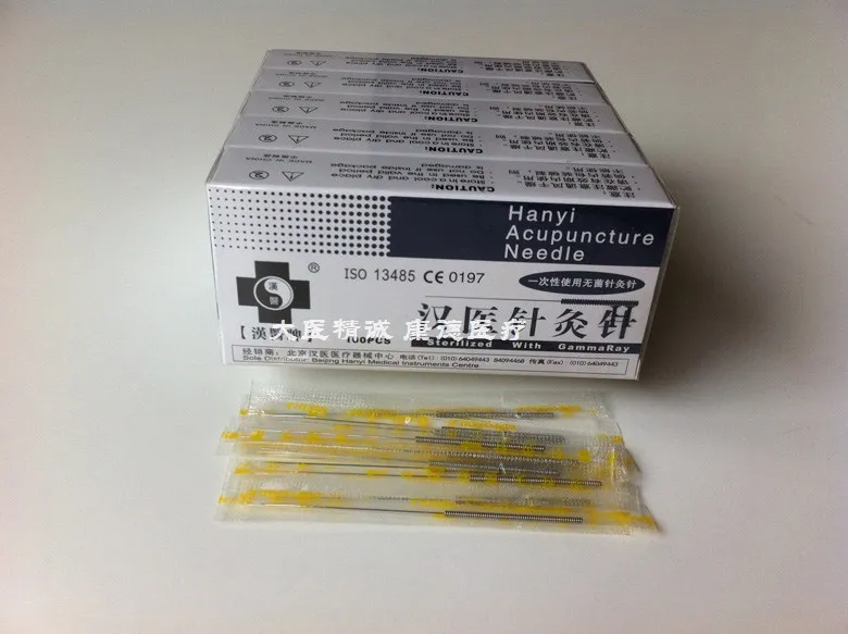 Hanyi akupunktūras adatas, vienreizējās lietošanas, sterili akupunktūras adatu vienā iepakojumā akupunktūras adatu 5 kastē 500 gab.