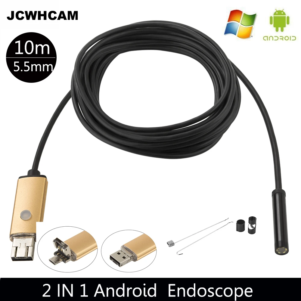 HD 480P 0.3 MP 5.5 mm Android USB Endoskopu Kamera 6LED Čūska Elastīgu USB Endoskopu, 1M, 2M, 5M 10M Android USB OTG Borescope Kamera
