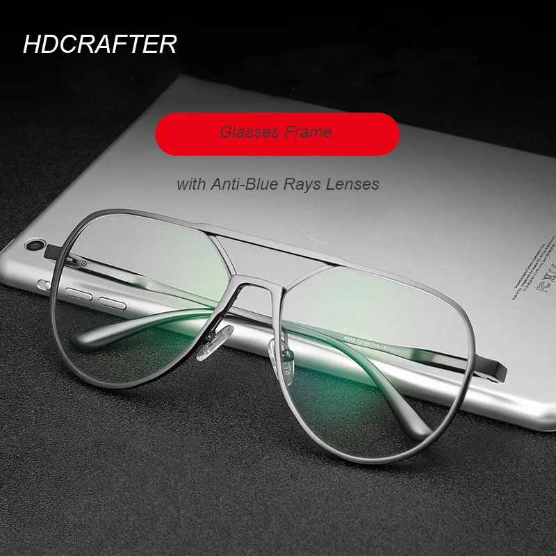 HDCRAFTER Cilvēks, Sieviešu, Recepšu Brilles Rāmis ar Skaidru Objektīvs Lielgabarīta Metāla Aizsargbrilles Datoru Brilles Tuvredzība, Optisko Briļļu