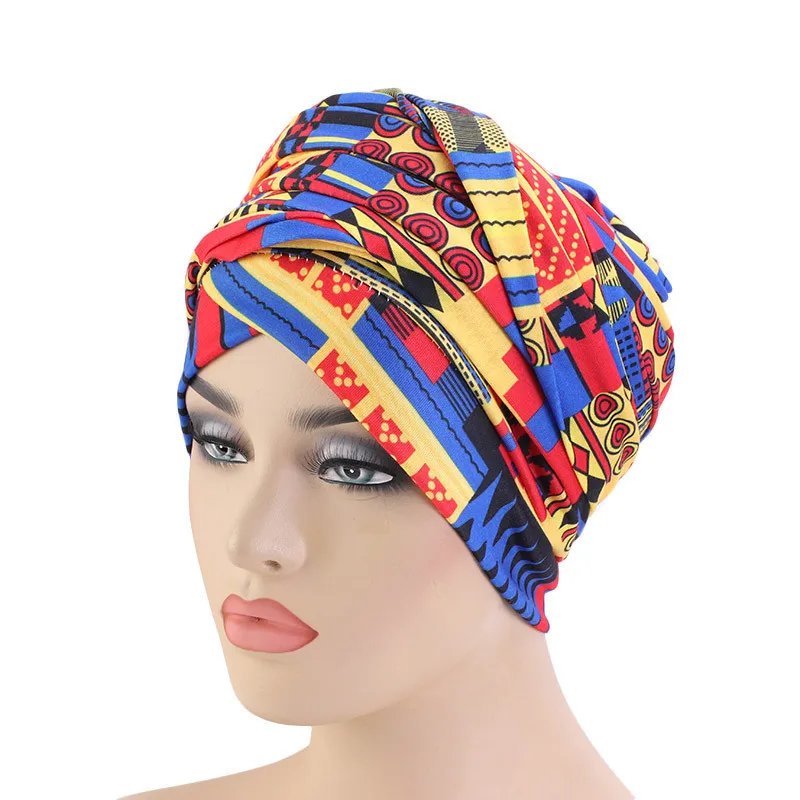 Helisopus Jauno Āfrikas Stils Iespiesti Lakatu Sieviešu Modes Ļoti Gara Turban Hijab Headwrap Indijas Chemo Cepures, Matu Aksesuāri