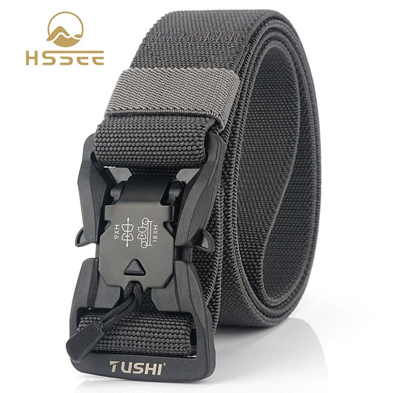 HSSEE Oficiālais patiesu elastīga josta grūts, ABS sveķu magnētisko sprādzes vīriešu tactical belt 125cm regulējams vīriešu džinsi, jostas TS4045