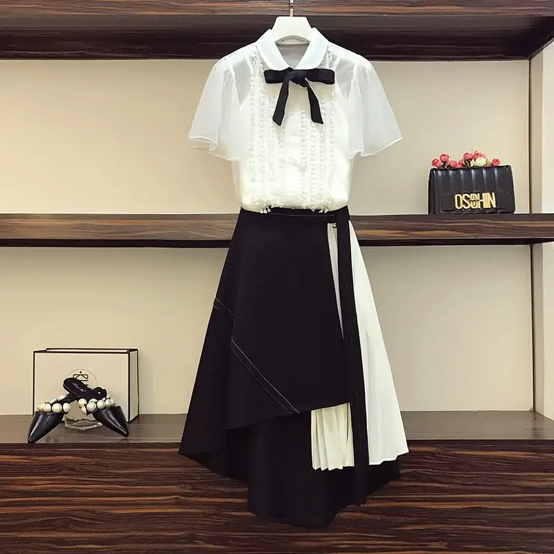 ICHOIX linga+ tops+ svārki 3 gabalu komplekti, sieviešu ikdienas divi gabali apģērbs korejiešu stila Svārki uzstādītu M-4XL Plus lieluma rudens apģērbi
